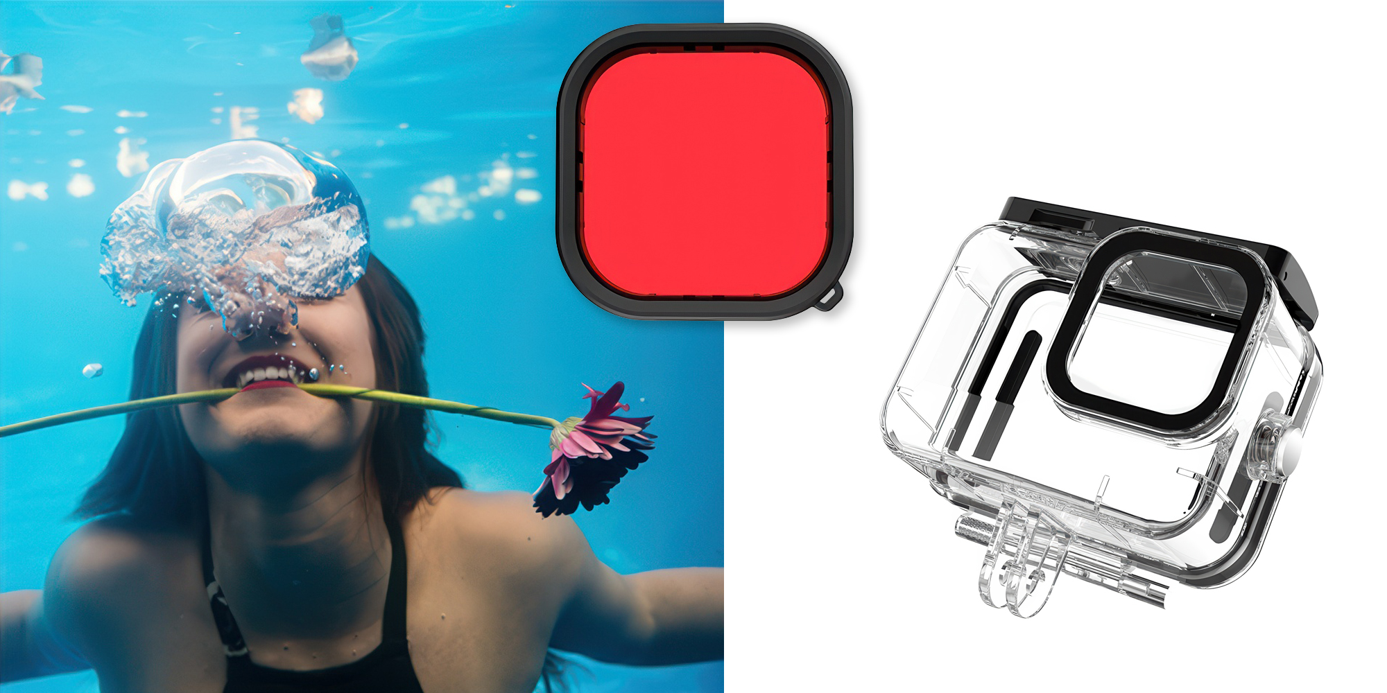 width=100% Zestaw filtrów do nurkowania Telesin GP-FLT-904 do kamer GoPro 9 / 10 / 11 / 12 / 13